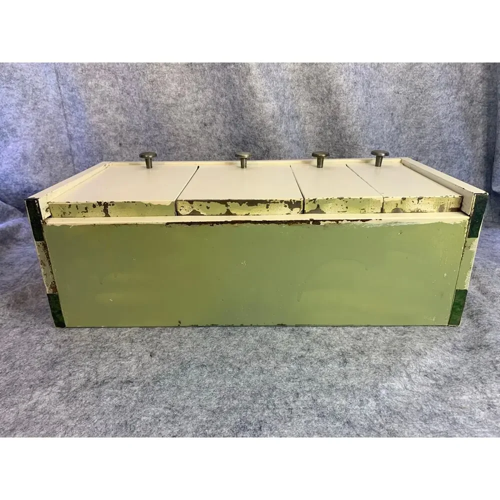 Vintage EMCO Binister Metal 4 Bin Canister, White, Counter or Wall Mount, 1950s